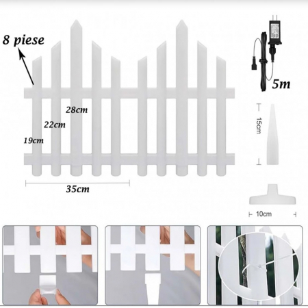 Instalații Crăciun - Gard decorativ de Crăciun, 160 Leduri, 3 metri, interconectabil, diverse culori