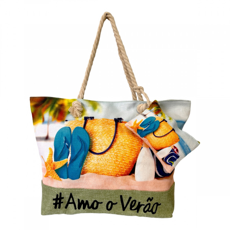 Genți de plajă - Geantă de plajă mare, cu portofel și buzunar interior KD2440