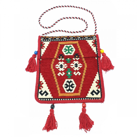 Pentru Ea - Geanta de umar cu ciucuri Rosu Apache
