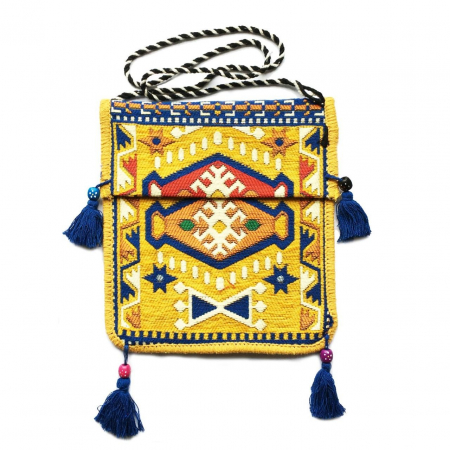Pentru Ea - Geanta de umar cu ciucuri Yellow Persia