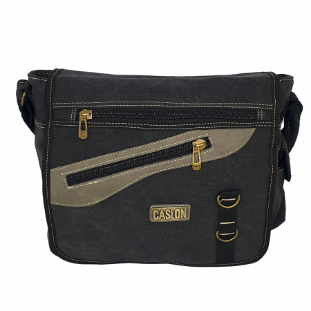 Rucsacuri - Geantă de umăr gri denim, 27 x 35 x 14 cm, 2 compartimente, RS18