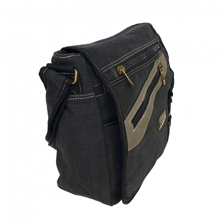 Rucsacuri - Geantă de umăr gri denim, 27 x 35 x 14 cm, 2 compartimente, RS18