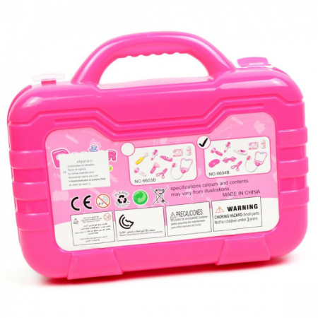 Pentru copii - Gentuță doctor cu accesorii cu sunete și lumini roz JC54
