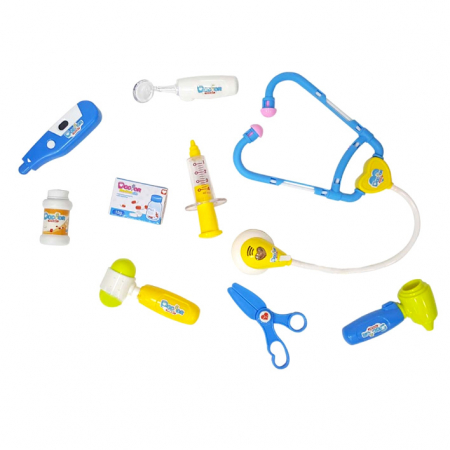 Pentru copii - Gentuță doctor cu accesorii cu sunete și lumini albastru JC55