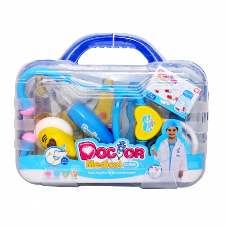 Pentru copii - Gentuță doctor cu accesorii cu sunete și lumini albastru JC55