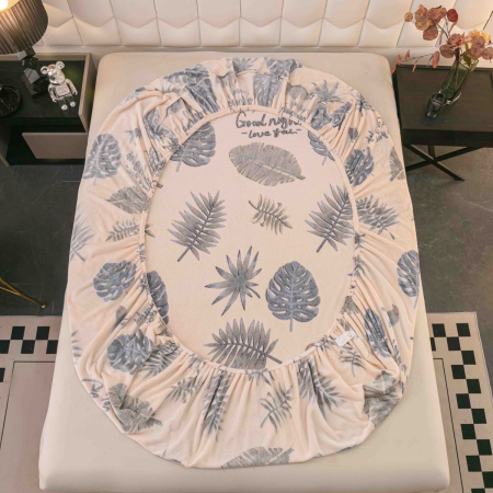 Huse protecție pat - Husă de pat cu elastic, cocolino, 230x250 cm, 2 fețe de pernă, frunze