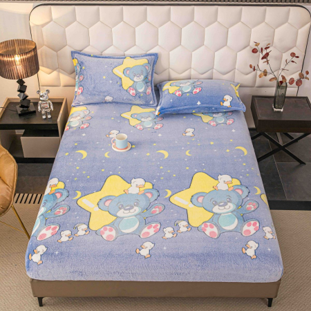 Huse protecție pat - Husă de pat cu elastic, cocolino, 230x250 cm, 2 fețe de pernă, steluțe și lună