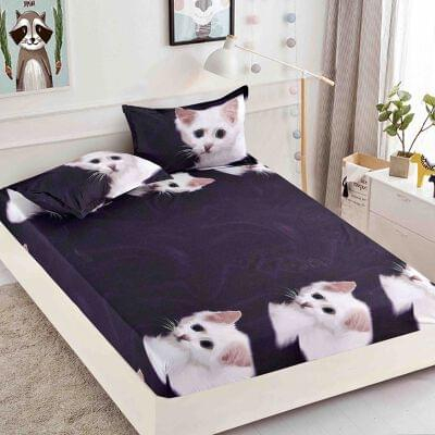 Huse protecție pat - Husă protecție pat cu elastic, bumbac finet, 180 x 200 cm, 3 piese, HPP39