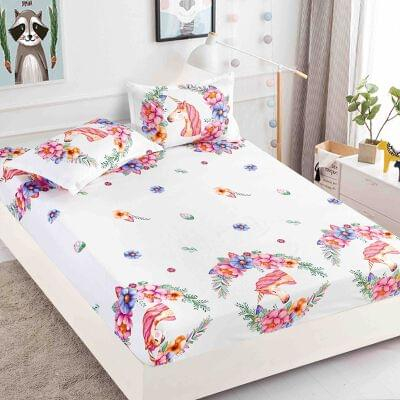 Huse protecție pat - Husă protecție pat cu elastic, bumbac finet, 180 x 200 cm, 3 piese, HPP503