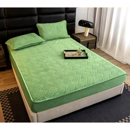 Huse protecție pat - Husă topper pat și 2 fețe de pernă, catifea, 160 x 200 cm, 3 piese, HPP74