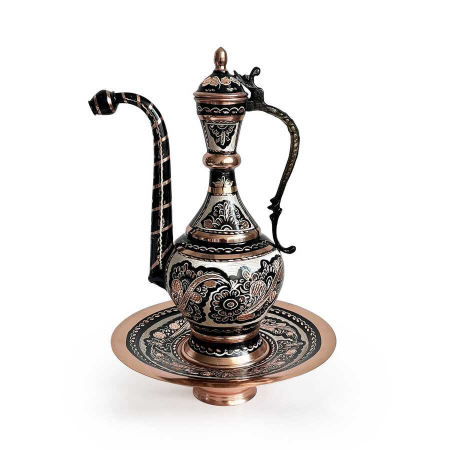 Produse din cupru - Ibric tradițional anatolian din cupru, tip ulcior, înălțimea 35 cm CTR76