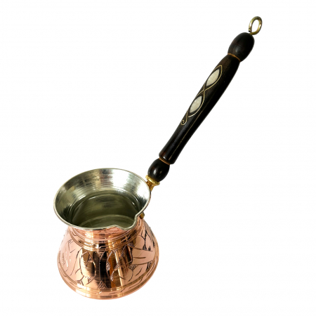 Produse din cupru - Ibric din cupru cu mâner din lemn 580 ml CTR17