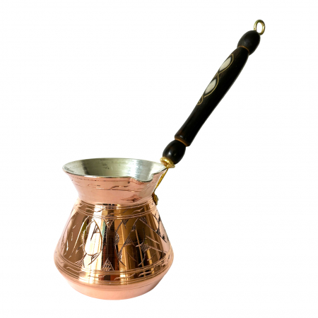 Produse din cupru - Ibric din cupru cu mâner din lemn 580 ml CTR17