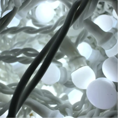 De sezon - Instalație de Crăciun, franjuri cu flash, cu led tip țurțuri, fir gros, exterior, alb rece, 75 metri