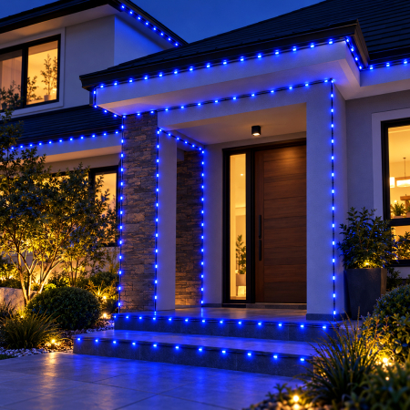 Instalație de Crăciun, bandă cu led turnat, exterior, albastru, 30 metri [1]