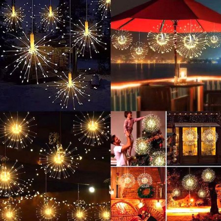 Instalație de Crăciun, 5 artificii decorative, 3 metri, alb cald [1]