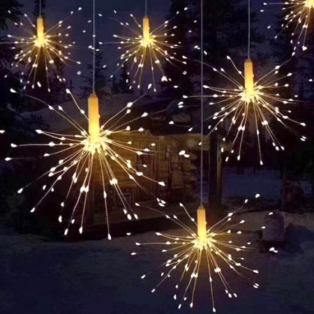 Instalație de Crăciun, 5 artificii decorative, 3 metri, alb cald [0]