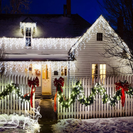 Instalație de Crăciun, franjuri cu flash, cu led tip țurțuri, fir gros, exterior, alb rece, 1 x 50 metri [1]