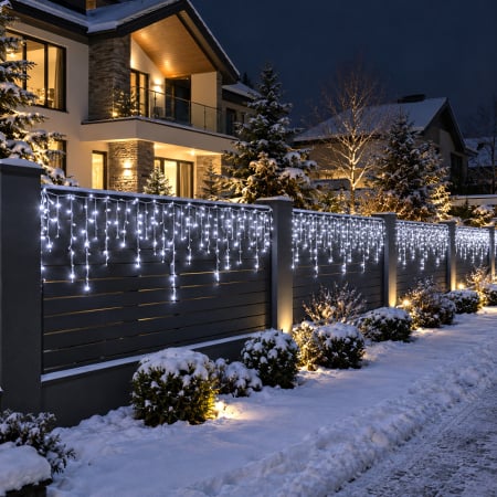 De sezon - Instalație de Crăciun, franjuri cu led tip țurțuri, exterior și interior, diverse culori, 4 - 25 metri