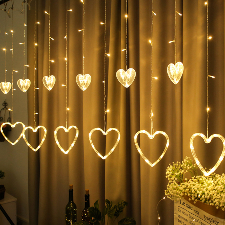 Instalații Crăciun - Instalație de Crăciun, perdea 12 Inimi, 3 metri, diverse culori