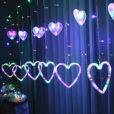 Instalație de Crăciun, perdea 12 Inimi, 3 metri, multicolor [0]
