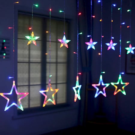 Instalații Crăciun - Instalație de Crăciun, perdea 12 stele, 3 metri, multicolor