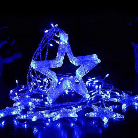 Instalații Crăciun - Instalație de Crăciun, perdea 12 stele, 3 metri, albastru