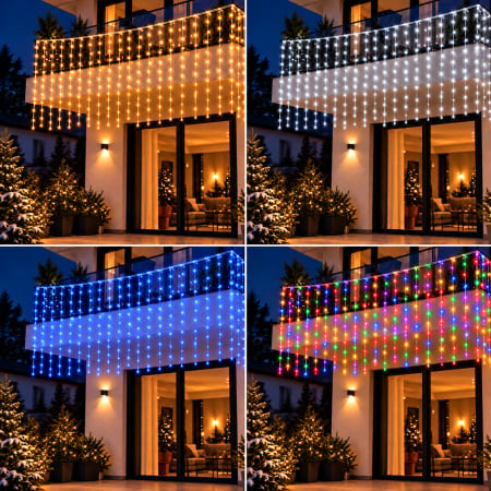 Instalații Crăciun - Instalație de Crăciun, perdea luminoasă 3 x 3 metri, diverse culori
