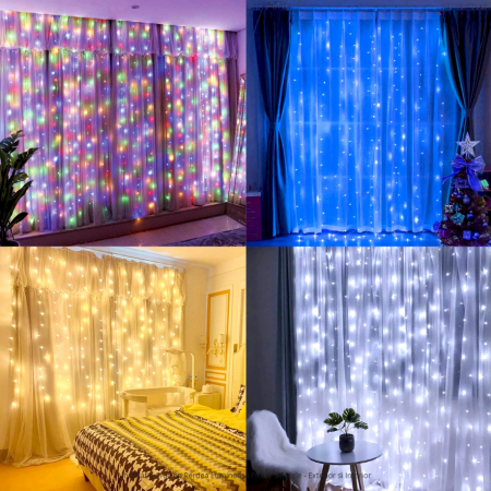 Instalații Crăciun - Instalație de Crăciun, perdea luminoasă 3 x 6 metri, fir gros, pentru fațade, diverse culori