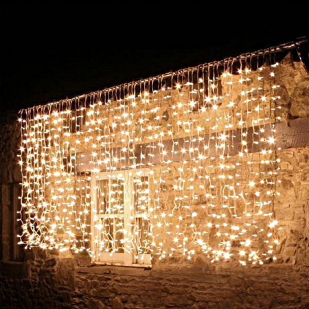 De sezon - Instalație de Crăciun, perdea luminoasă 3 x 3 metri, alb cald