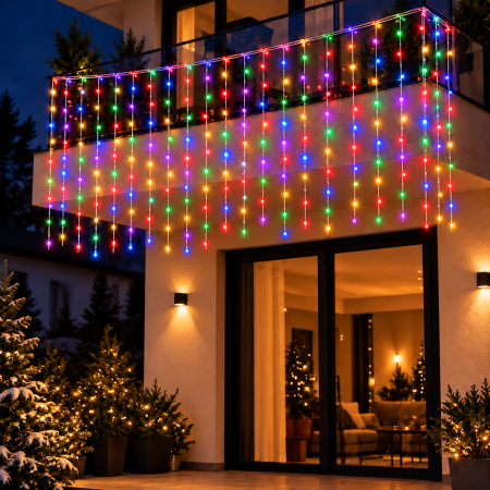 Instalație de Crăciun, perdea luminoasă 3 x 3 metri, multicolor [2]