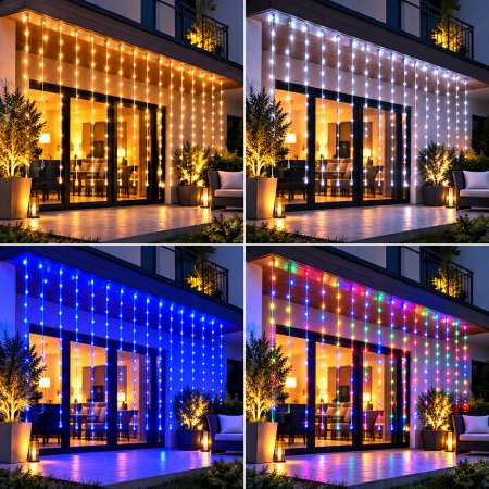 Instalații Crăciun - Instalație de Crăciun, perdea luminoasă 3 x 3 metri, diverse culori