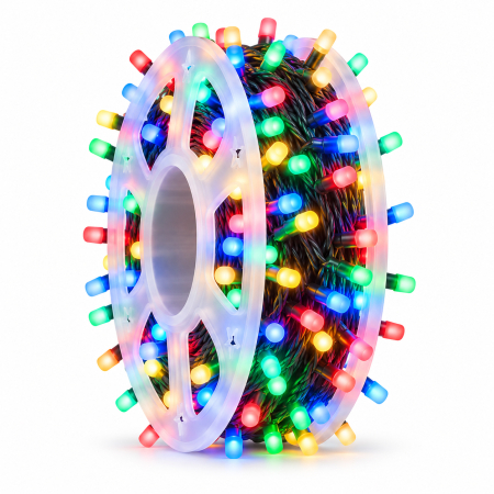 Instalație de Crăciun, rolă bec V8, multicolor, 50 metri [0]