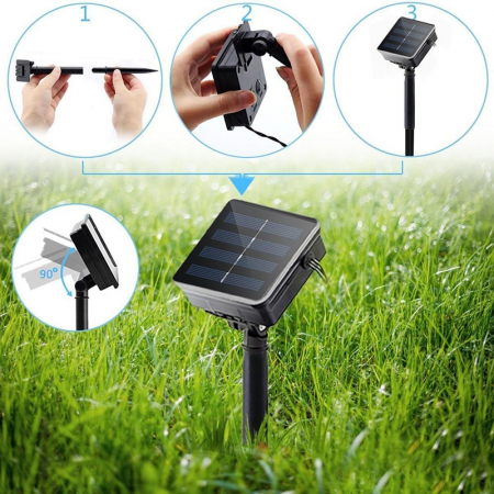 Instalație solară liniară, bec clar, 100 metri, diverse culori [3]