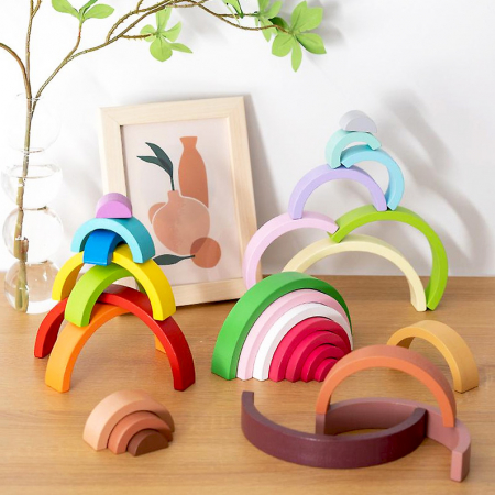 Jucării - Joc din lemn Montessori curcubeu JC73