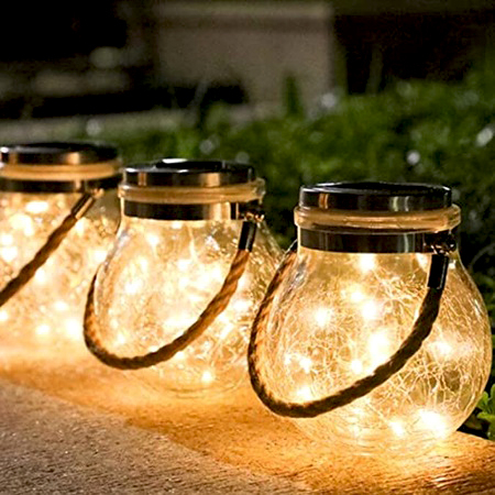 De sezon - Lampă solară din sticlă, felinar, 14 cm înălțime, exterior, diverse culori