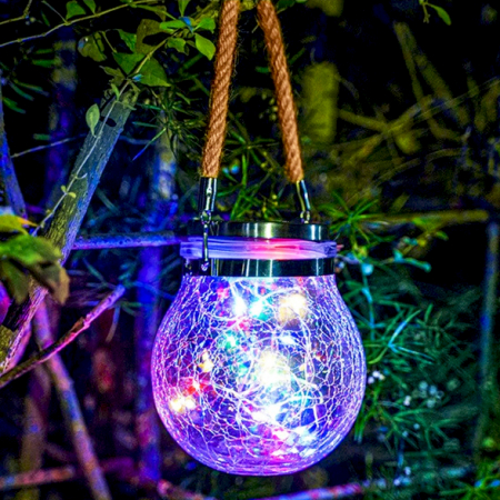 Instalații Crăciun - Lampă solară din sticlă, felinar, 14 cm înălțime, exterior, diverse culori
