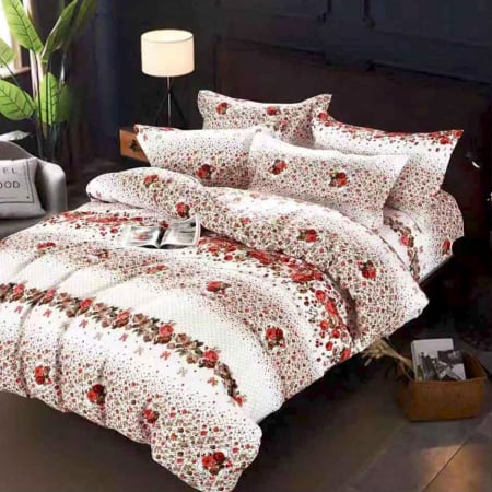 Lenjerii Finet - Lenjerie de pat 2 persoane, bumbac finet, 6 piese, 2 fețe, SP643
