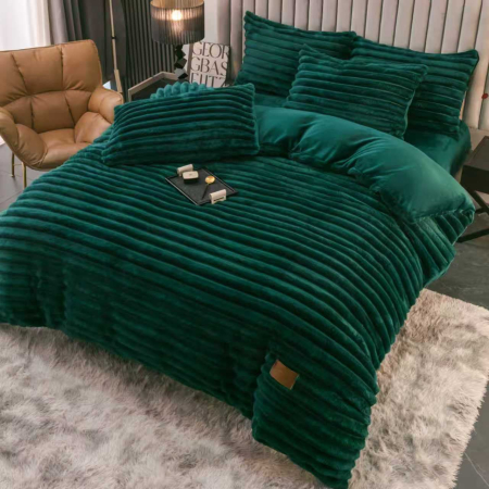 Lenjerii Cocolino - Lenjerie Cocolino uni, 4 piese, verde smarald, cearceaf cu elastic 180x200 cm