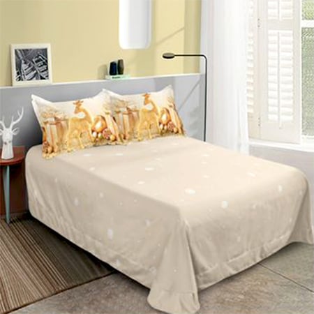 Lenjerii Crăciun - Lenjerie de pat 2 persoane, bumbac finet, 6 piese, 2 fețe, Crăciun SPAC2303