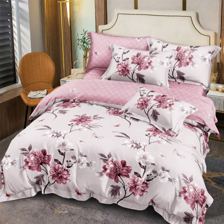 Lenjerii Finet - Lenjerie de pat 2 persoane, bumbac finet, 6 piese, 2 fețe, SP1022
