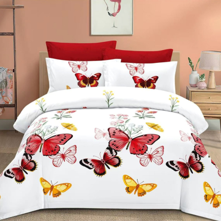 Lenjerii Finet - Lenjerie de pat 2 persoane, bumbac finet, 6 piese, 2 fețe, SP1061