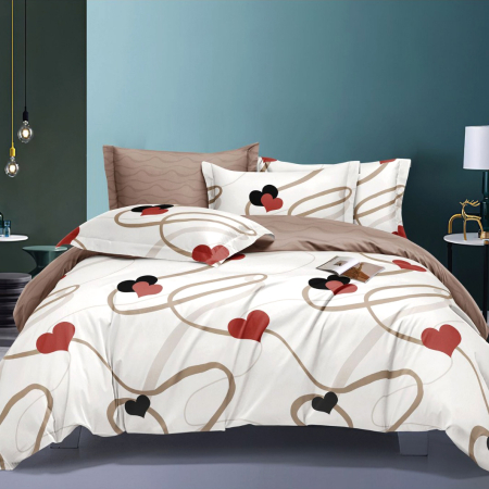 Lenjerii Finet - Lenjerie de pat 2 persoane, bumbac finet, 6 piese, 2 fețe, SP1073