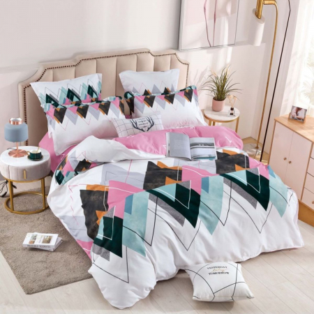 Lenjerii Finet - Lenjerie de pat 2 persoane, bumbac finet, 6 piese, 2 fețe, SP1104