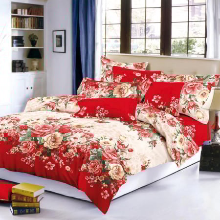Lenjerii Finet - Lenjerie de pat 2 persoane, bumbac finet, 6 piese, 2 fețe, SP253