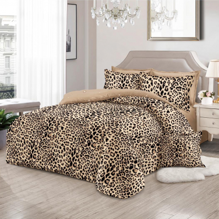 Lenjerii Finet - Lenjerie de pat 2 persoane, bumbac finet, 6 piese, 2 fețe, SP542