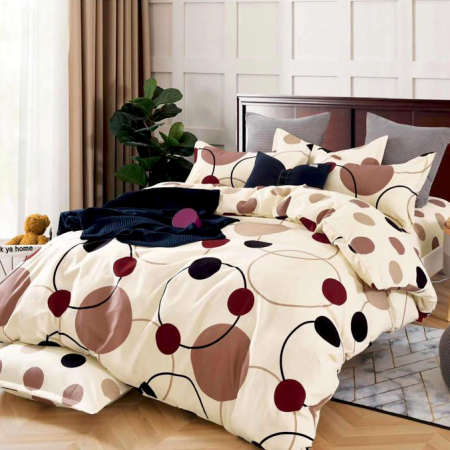 Lenjerii Finet - Lenjerie de pat 2 persoane, bumbac finet, 6 piese, 2 fețe, SP626