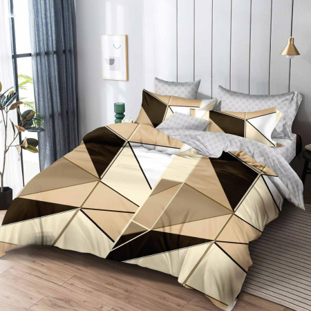 Lenjerii Finet - Lenjerie de pat 2 persoane, bumbac finet, 6 piese, 2 fețe, SP794