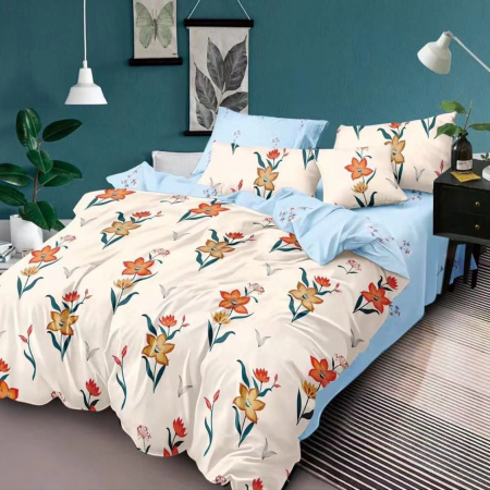 Lenjerii Finet - Lenjerie de pat 2 persoane, bumbac finet, 6 piese, 2 fețe, SP926