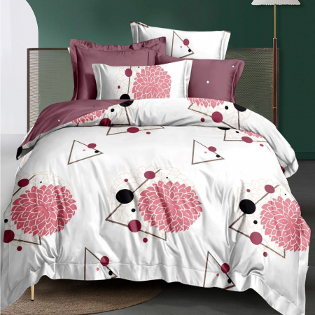 Lenjerii Finet - Lenjerie de pat 2 persoane, bumbac finet, 6 piese, 2 fețe, SP987